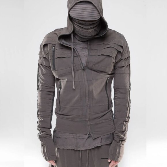 DEMOBAZA MEN S18 REUNION Hoodie Fit Portal Gray Distressed Jacket M - Picture 2 of 16